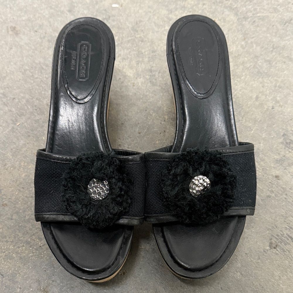 Coach Black Women's Mules with Floral Accent